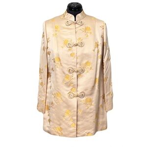 Vintage 1950s Doreen Loh Champagne Gold Silk Traditional Chinese Jacket, Size L
